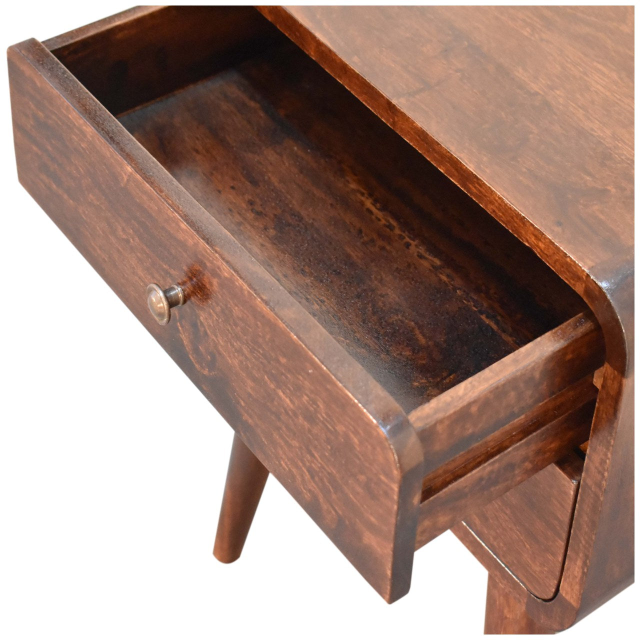 Nightstand Curved Dark Walnut Bedside
